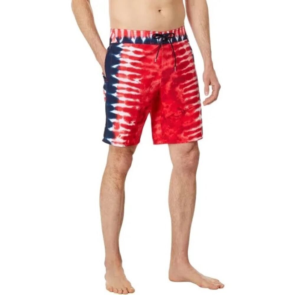 Volcom Boys Mod-Tech Red White and Blue Tie Dye Trunks Size 30